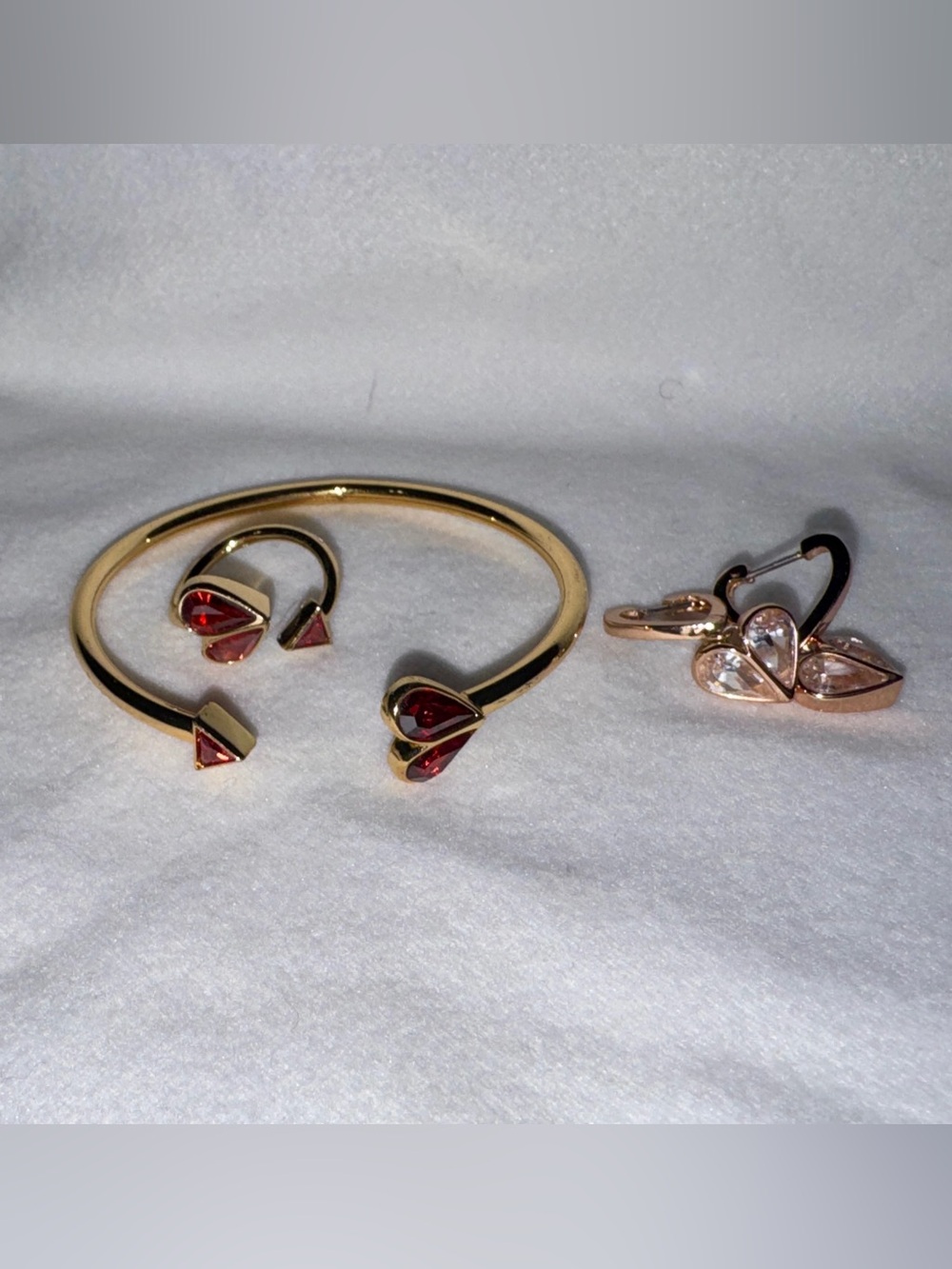 Kate Spade heart bracelet, ring, and earrings